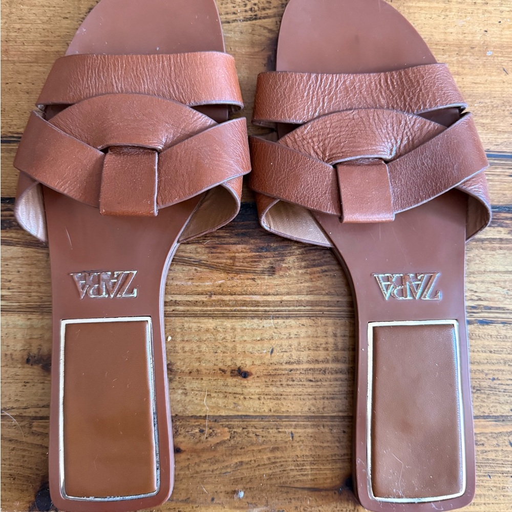 Zara Tan Leather Women's Sandals